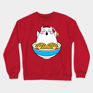 Cute bear eating ramen Crewneck Sweatshirt